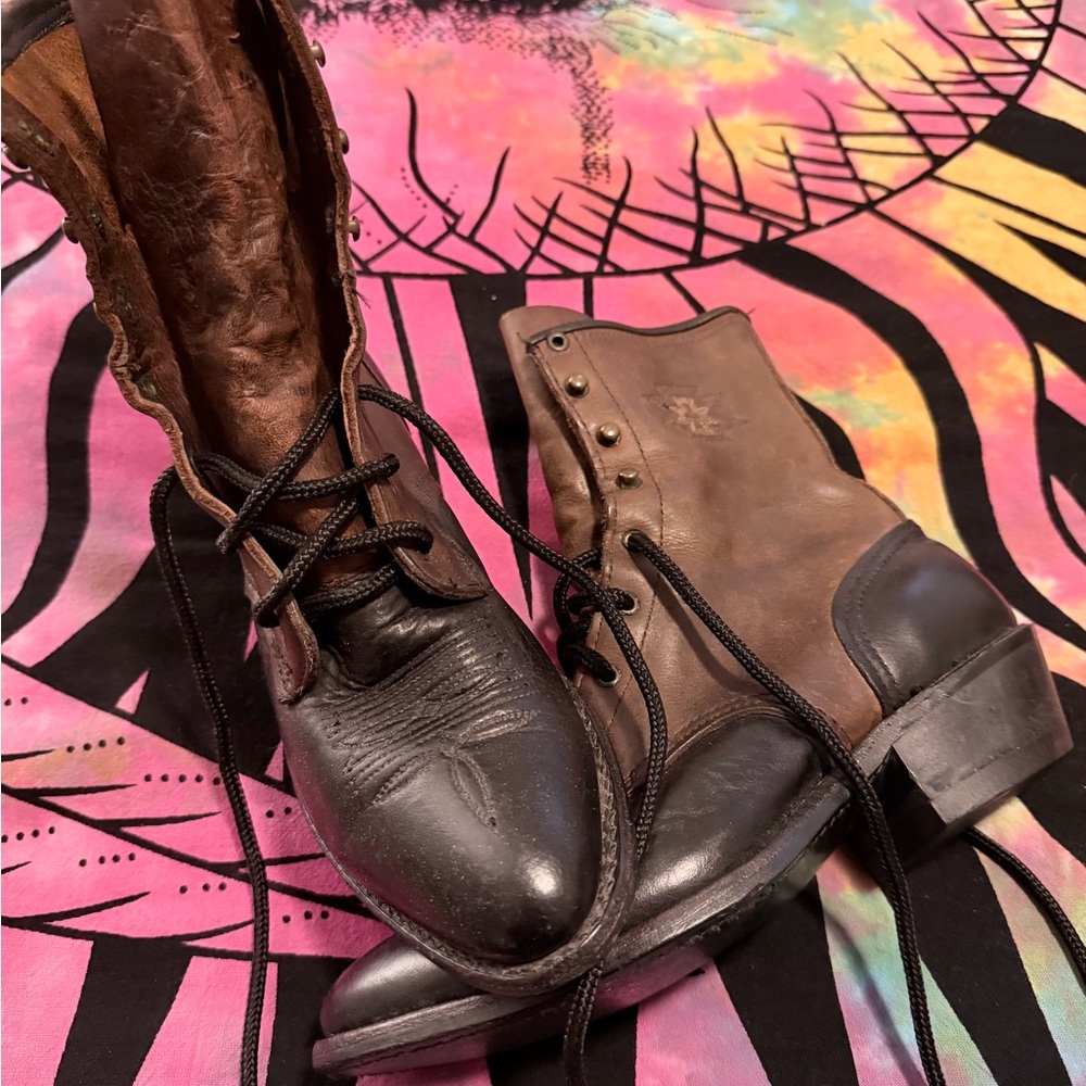 Women’s Brown and Black Leather Boots